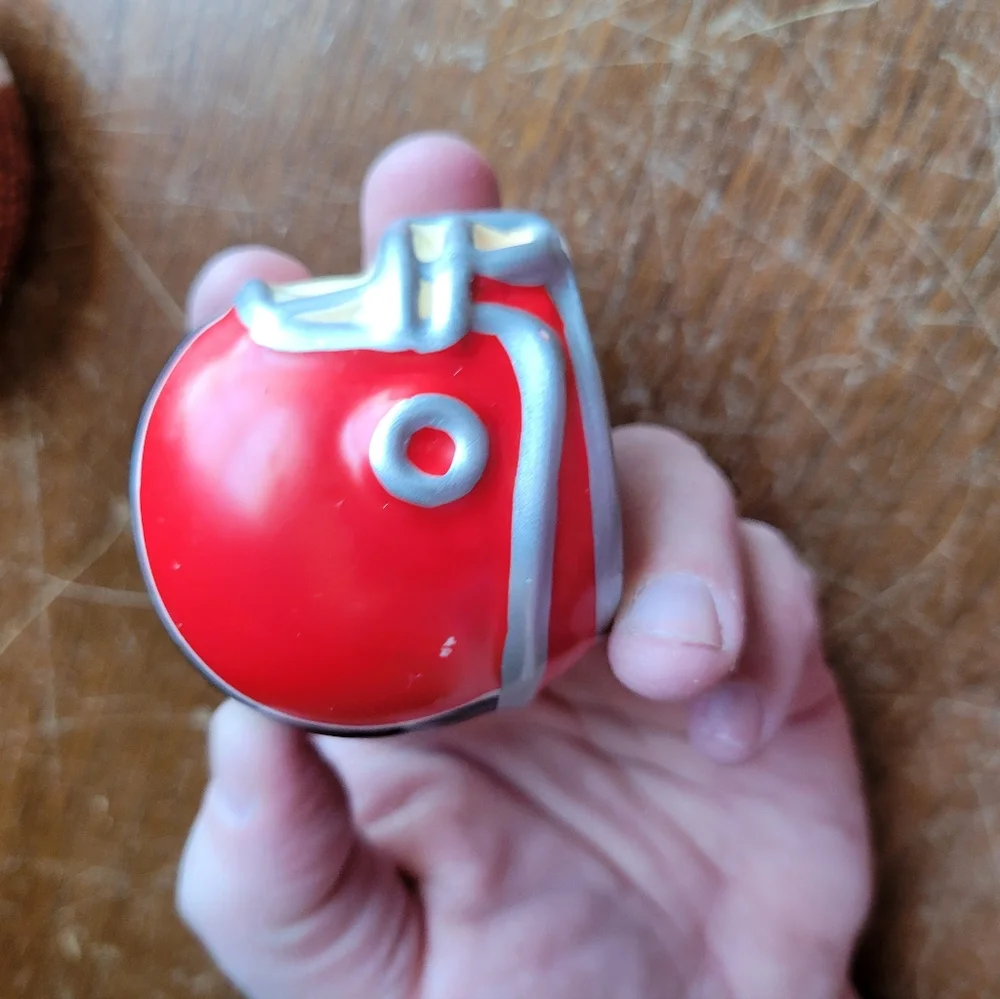 ceramic football and helmet salt and pepper shakers